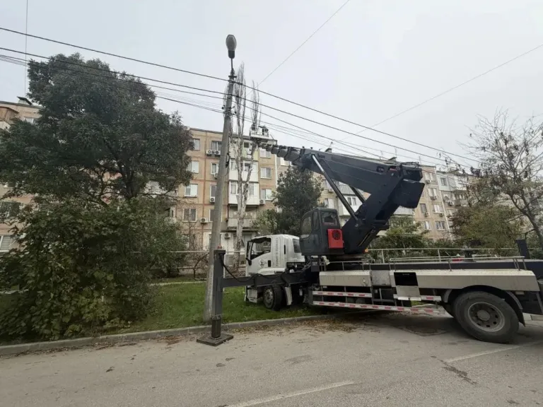 В Керчи спиливают аварийный тополь на улице Марата